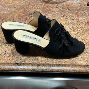 Karl Lagersfield  black suede sandals